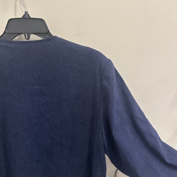 Vintage Bob Mackie Wearable Art Navy Embroidered Asymmetrical Button Jacket 1X - Picture 8 of 10